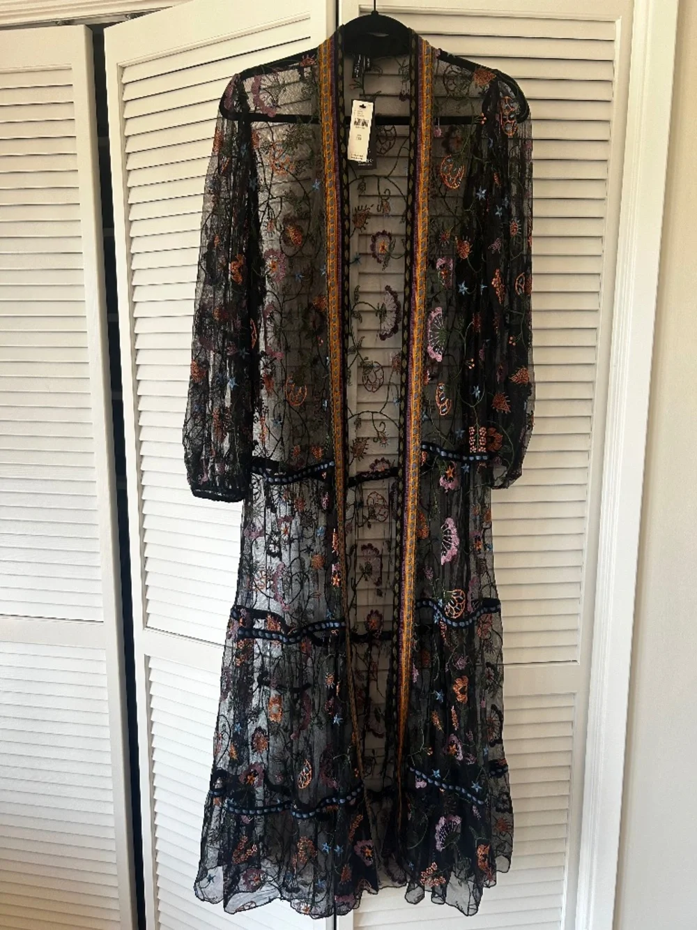 Anthropologie handmade embroidered long open duster - Picture 1 of 2
